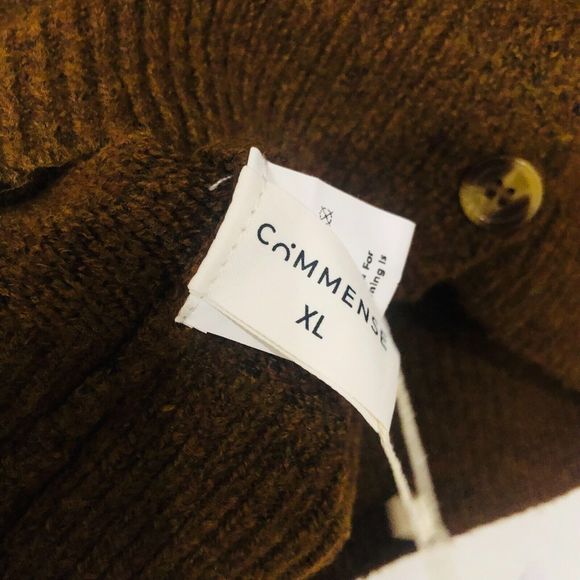 Commense Women's Cropped Cardigan Collared Sweater Long Sleeve Brown Size XL - Picture 6 of 9